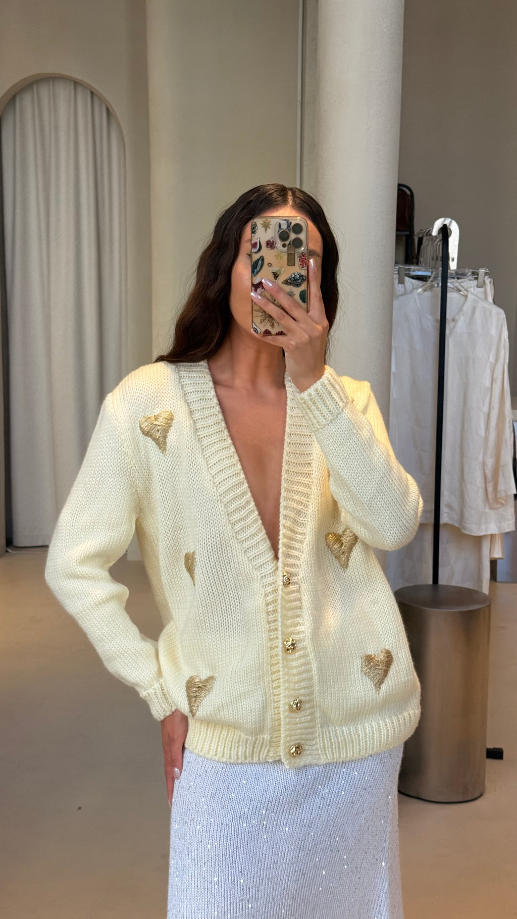 Heart embellished cardigan