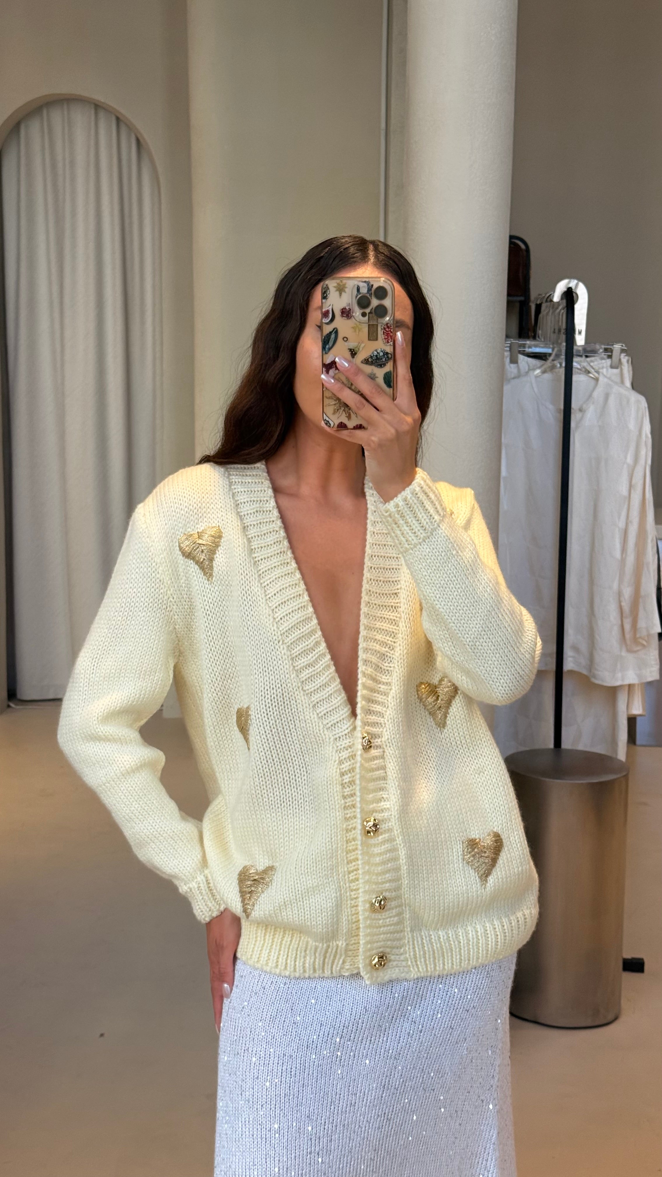 Heart embellished cardigan