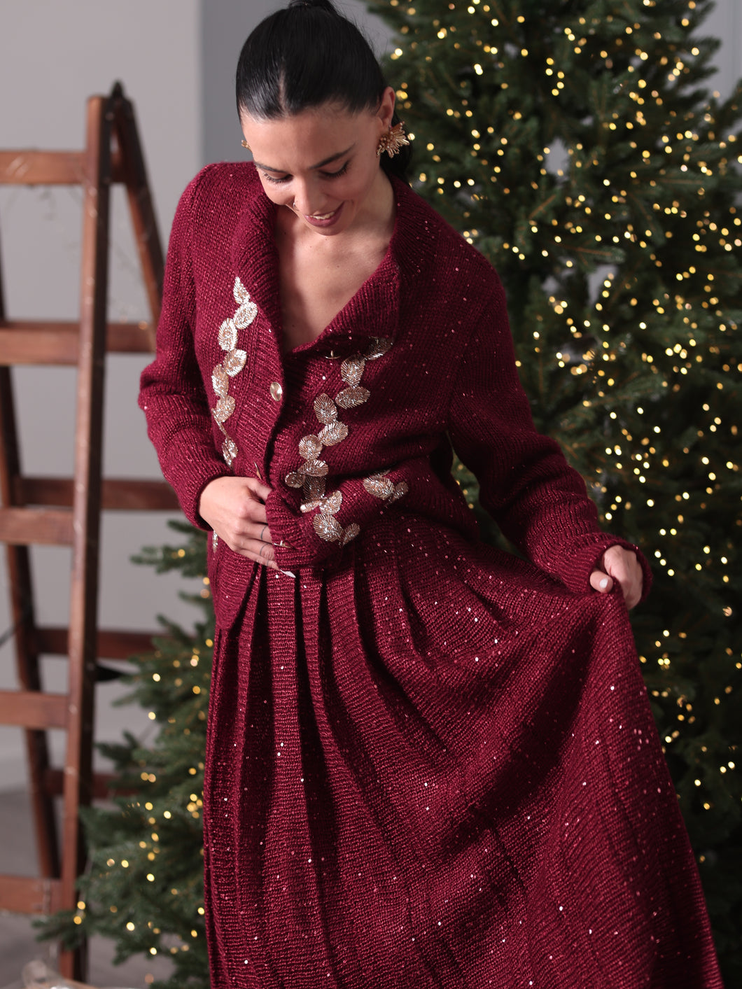 The Burgundy Plisse Set