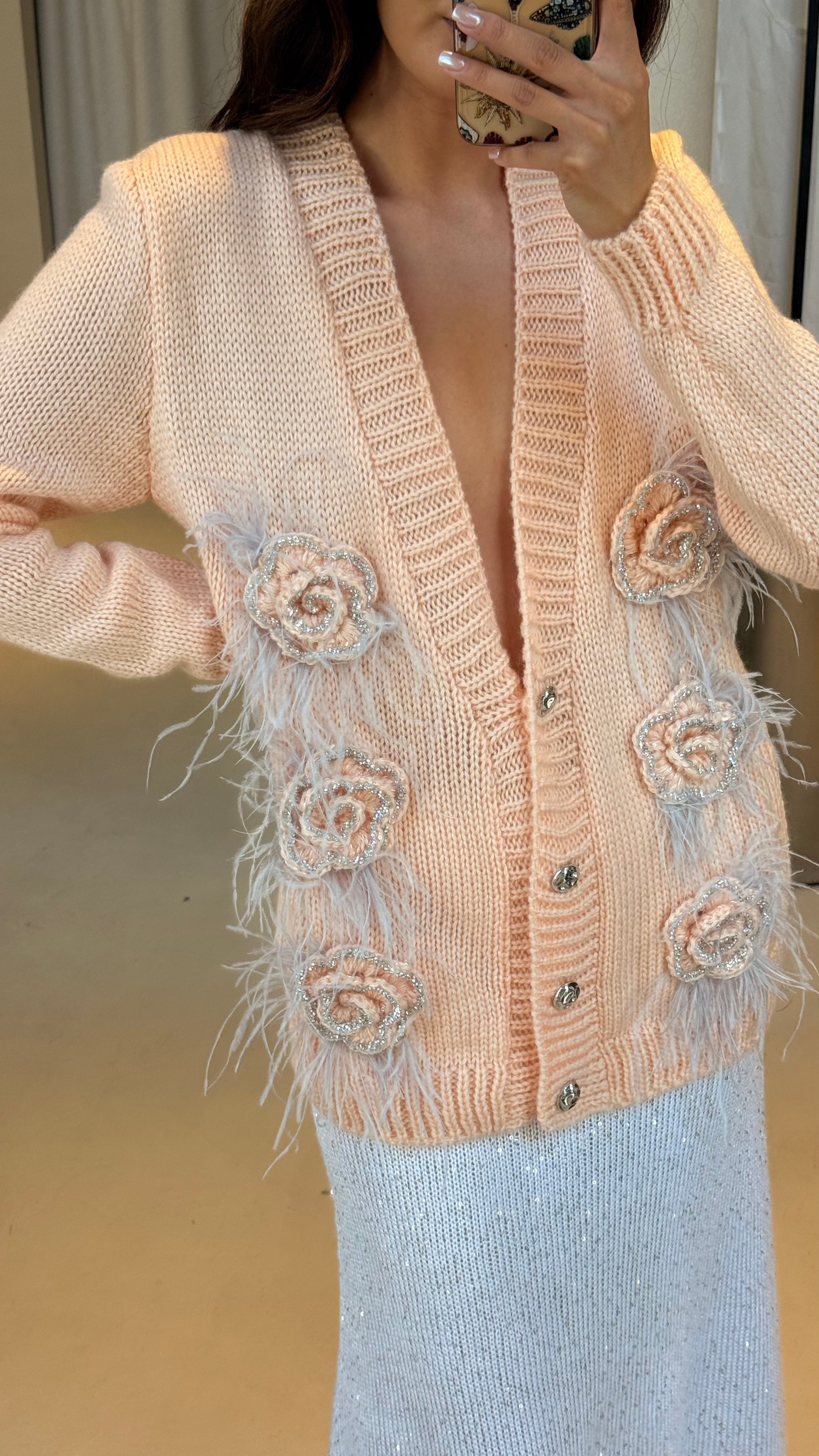 Rose embellished cardigan