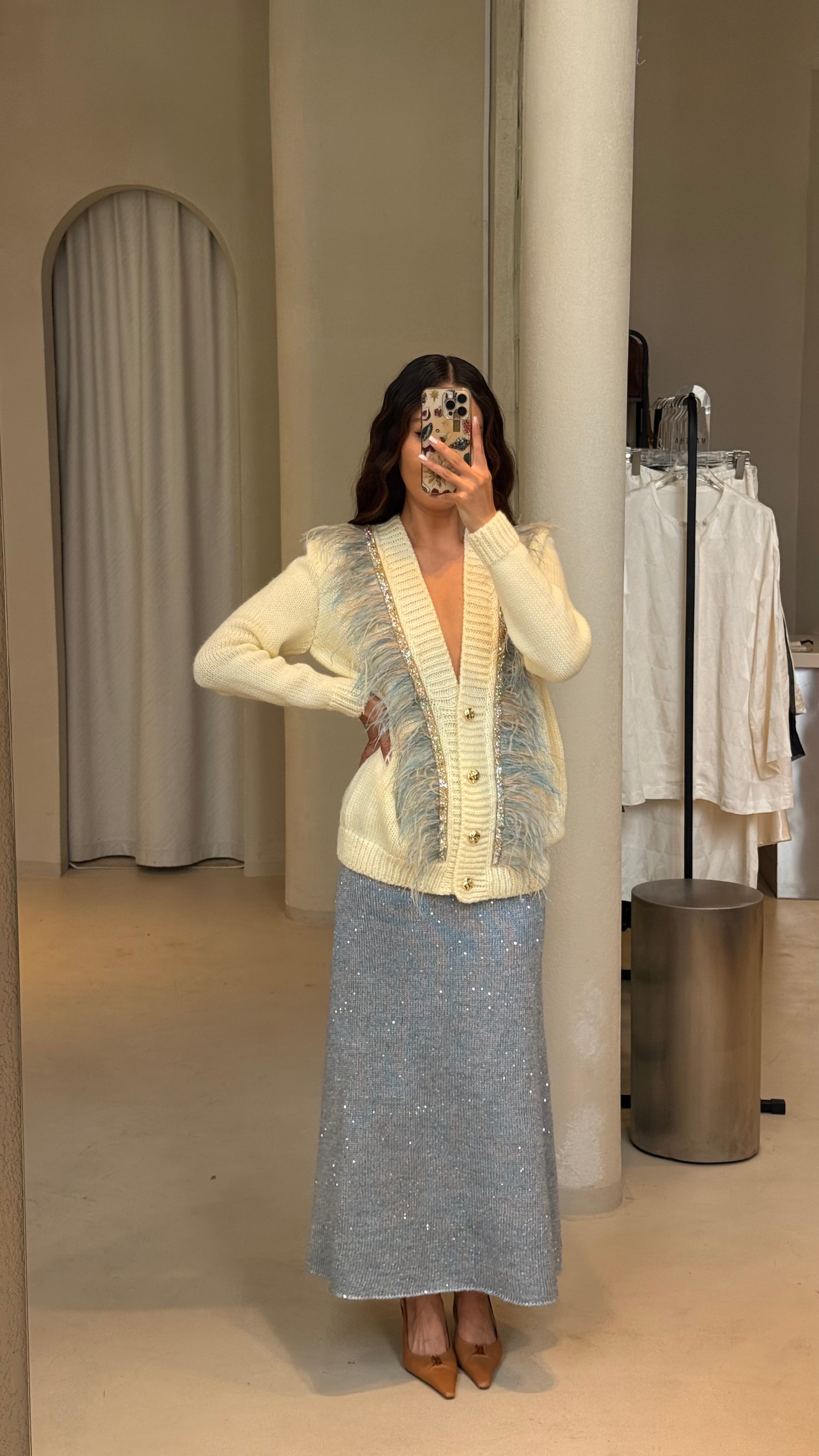 Feathers cardigan in Yellow
