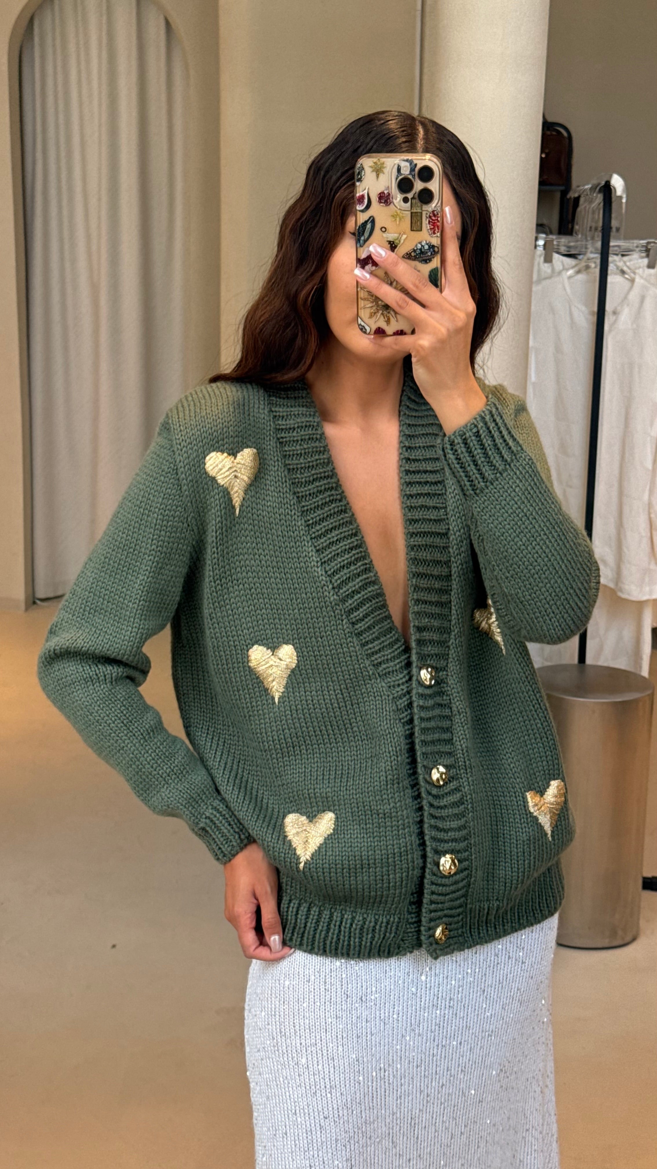 Heart embellished cardigan