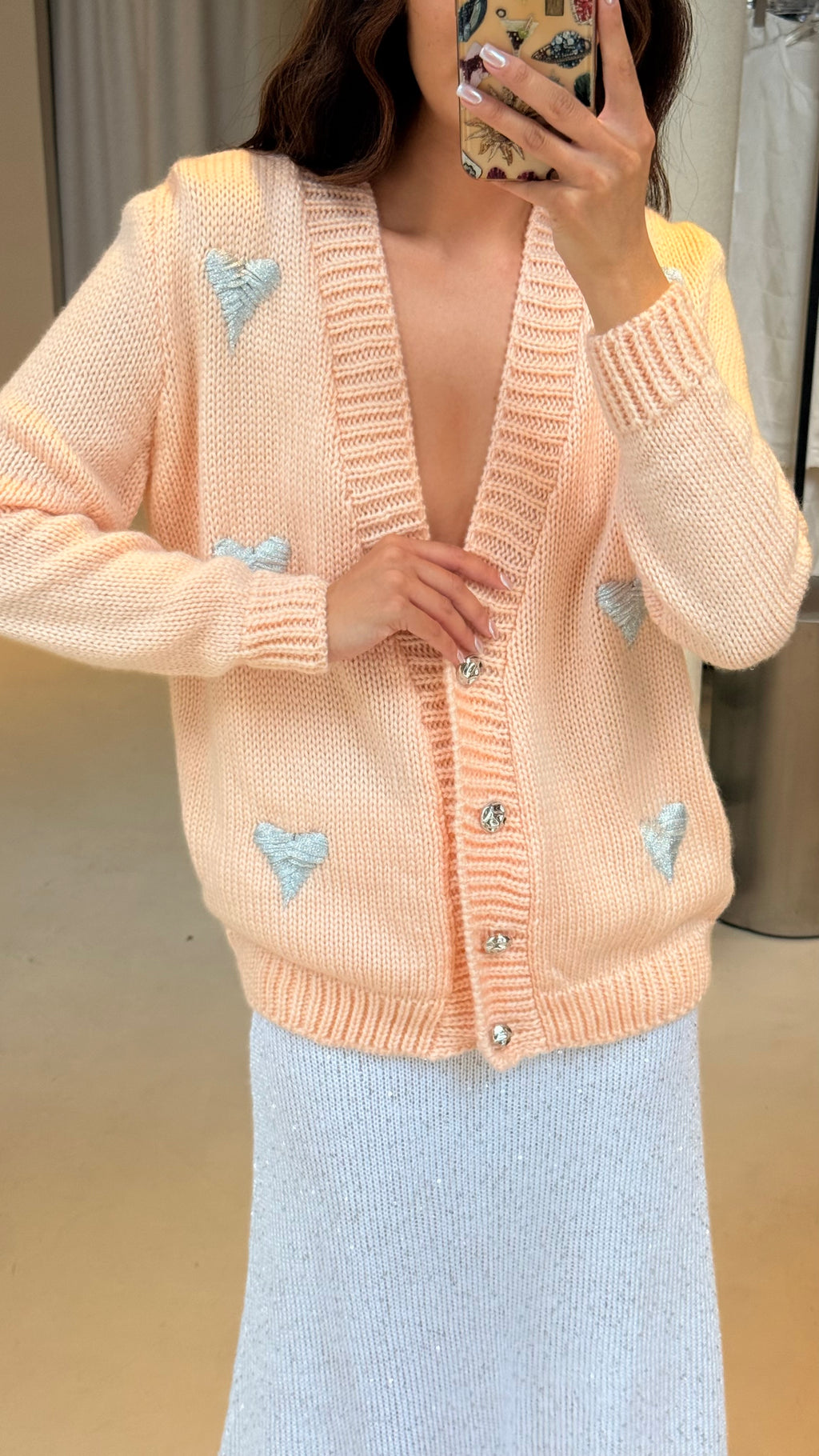 Heart embellished cardigan