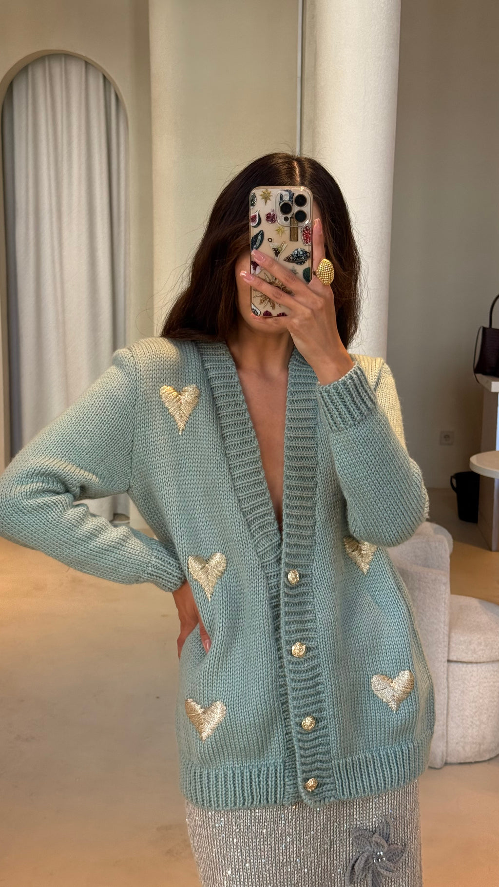 Heart embellished cardigan