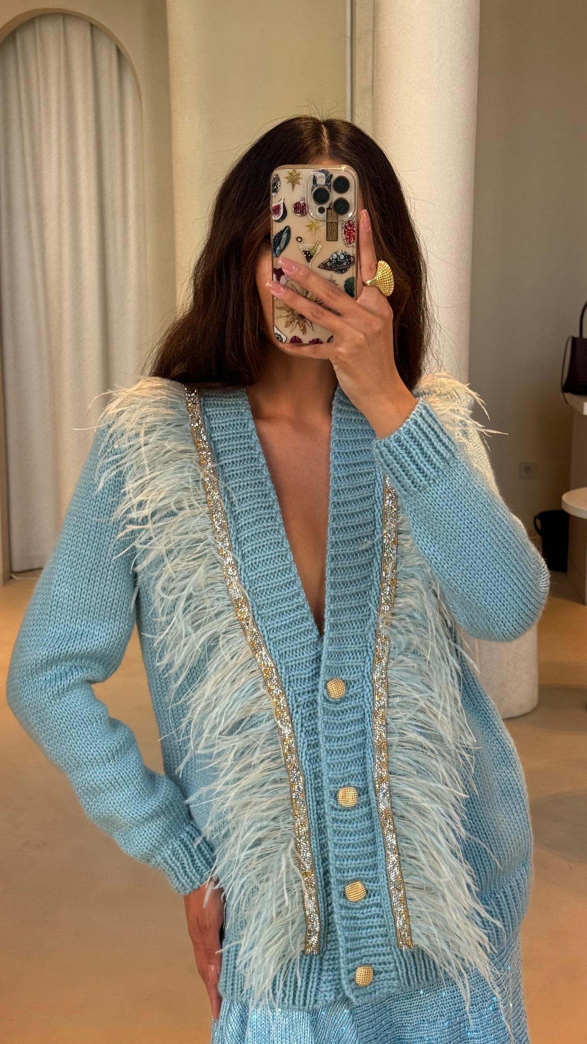 Blue feathers set