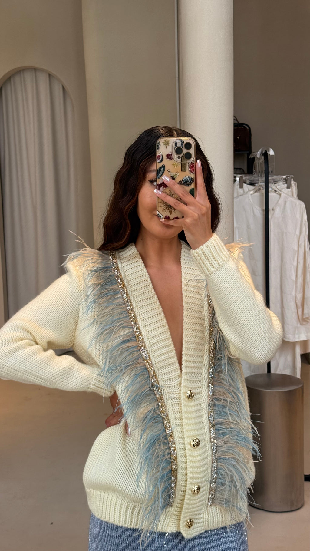 Feathers cardigan in Yellow
