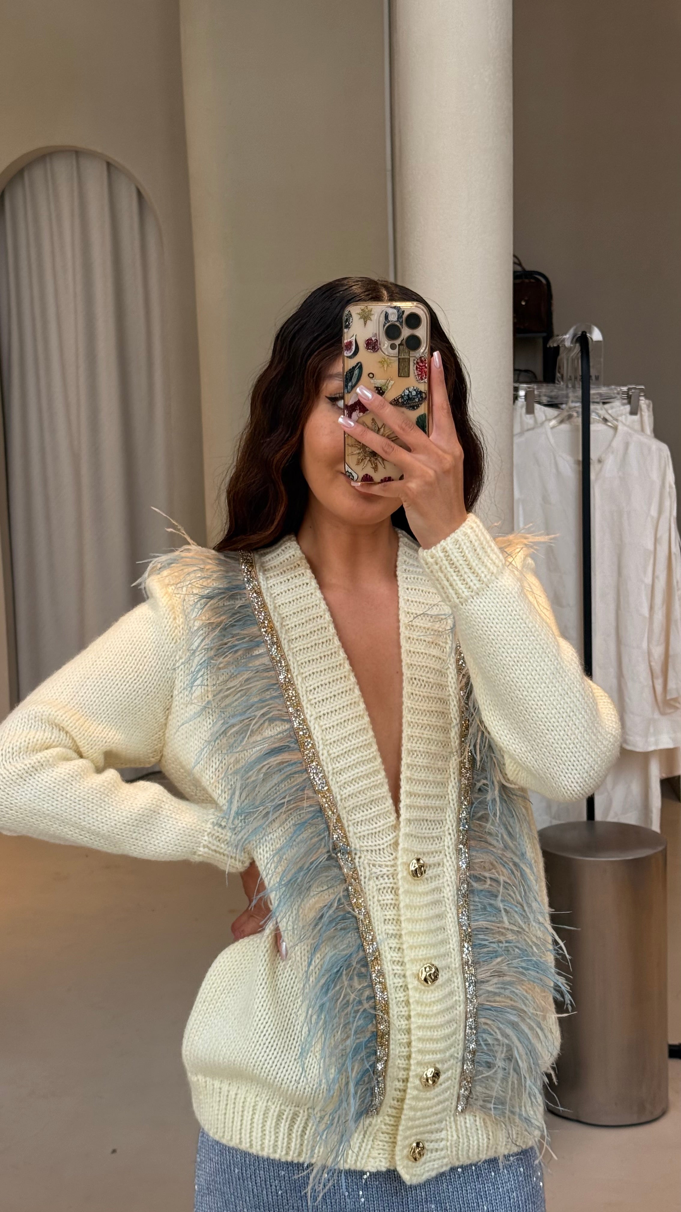 Feathers cardigan in Yellow