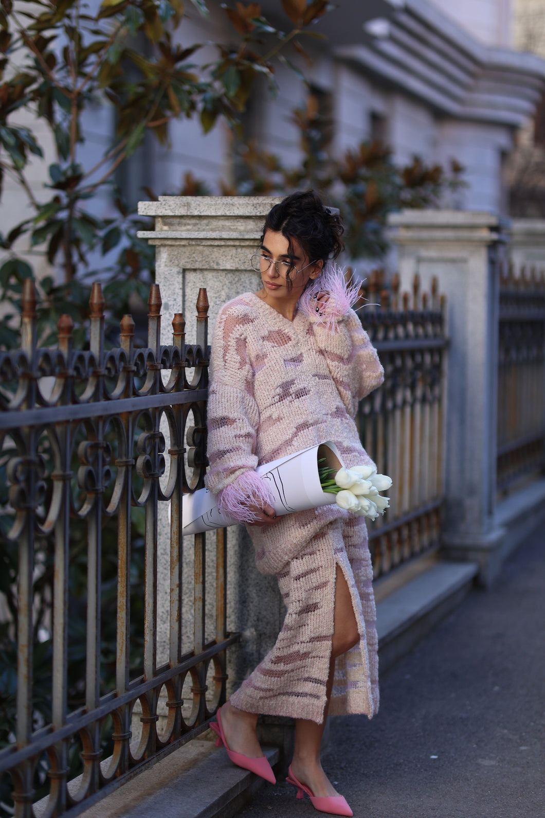 Pink set with feathers