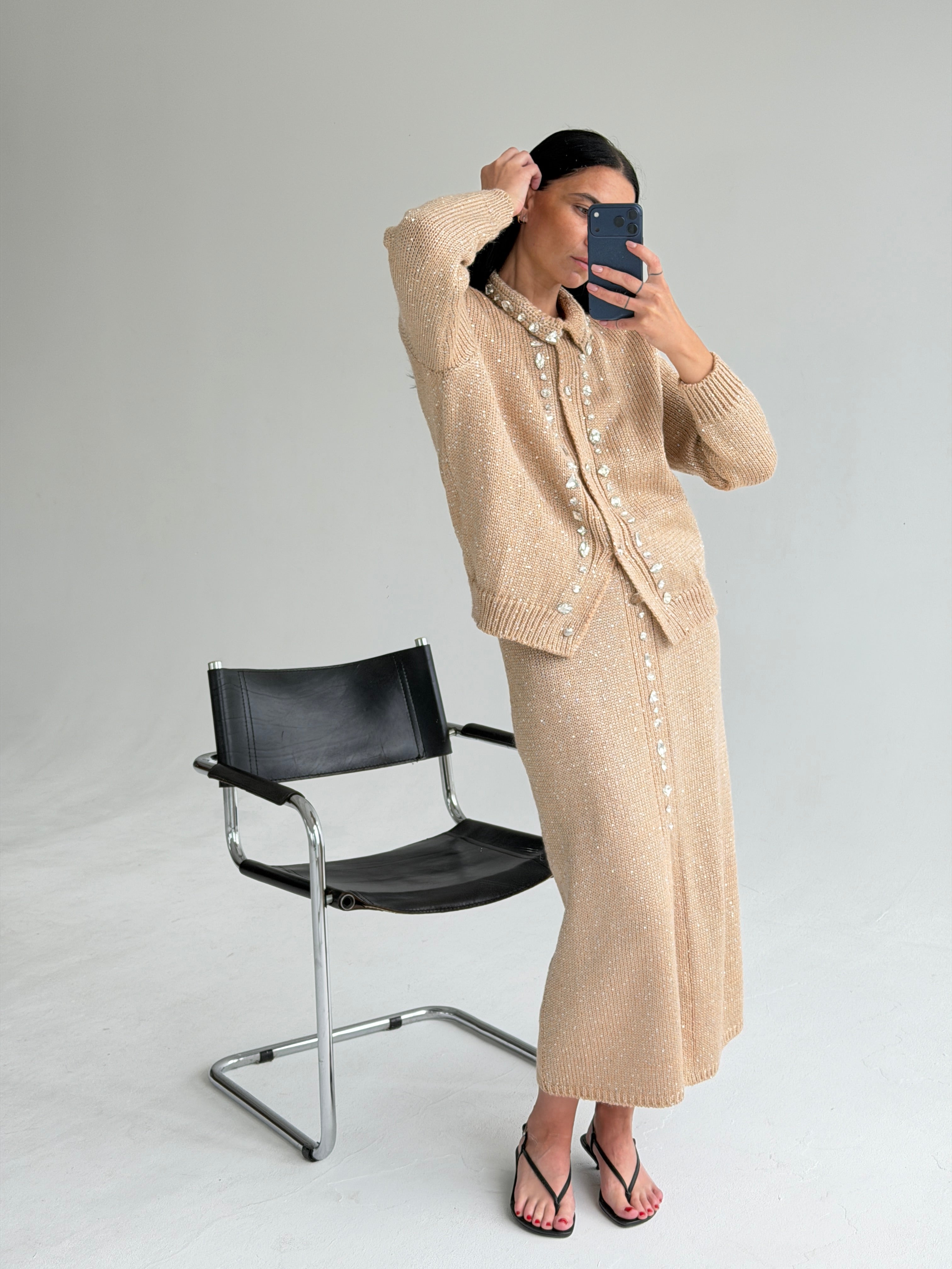 Estelle crystal-embellished set in beige