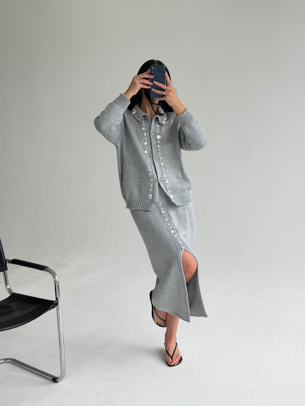 Estelle crystal-embellished set in Grey