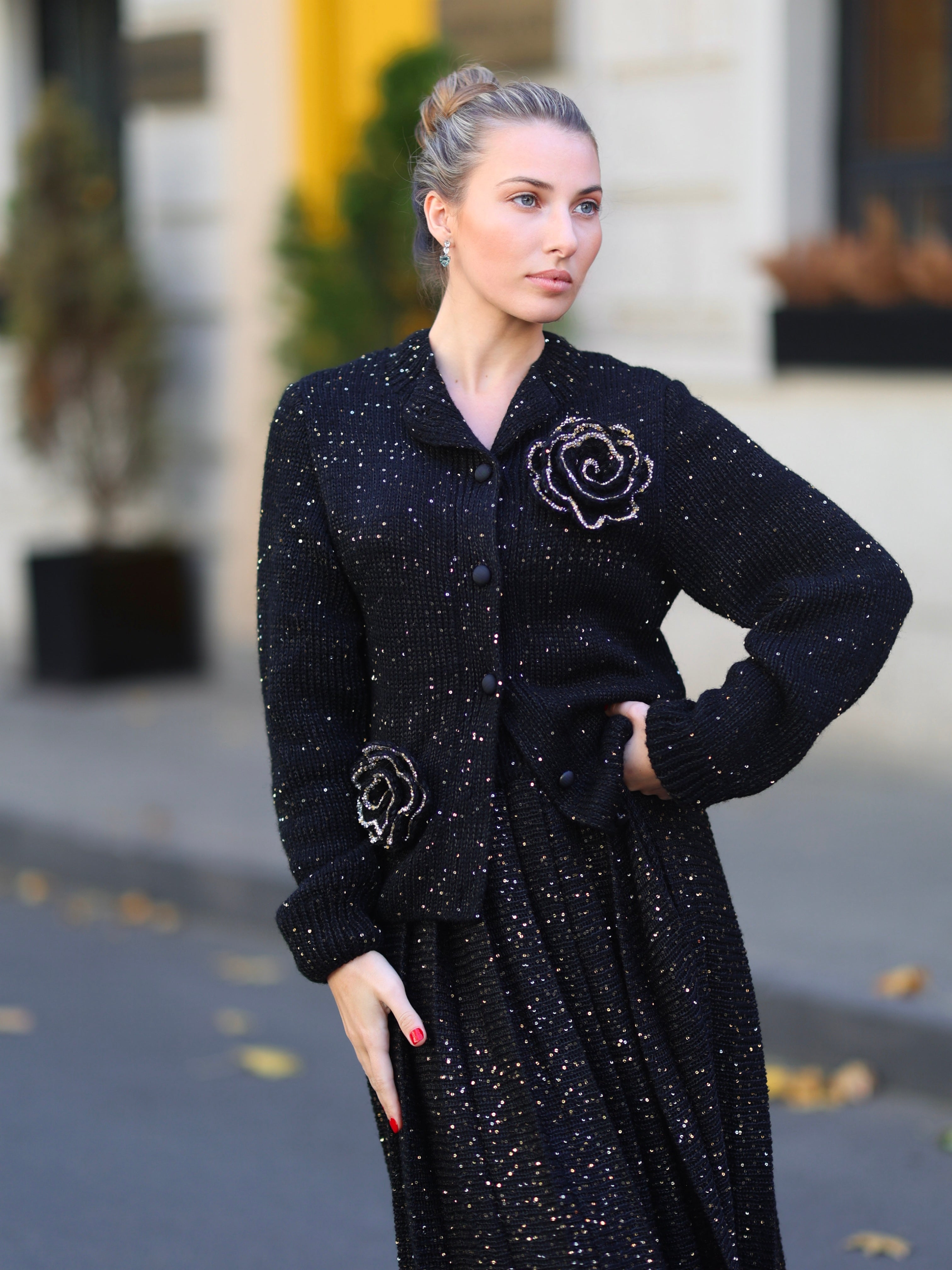 Black Plisse Set