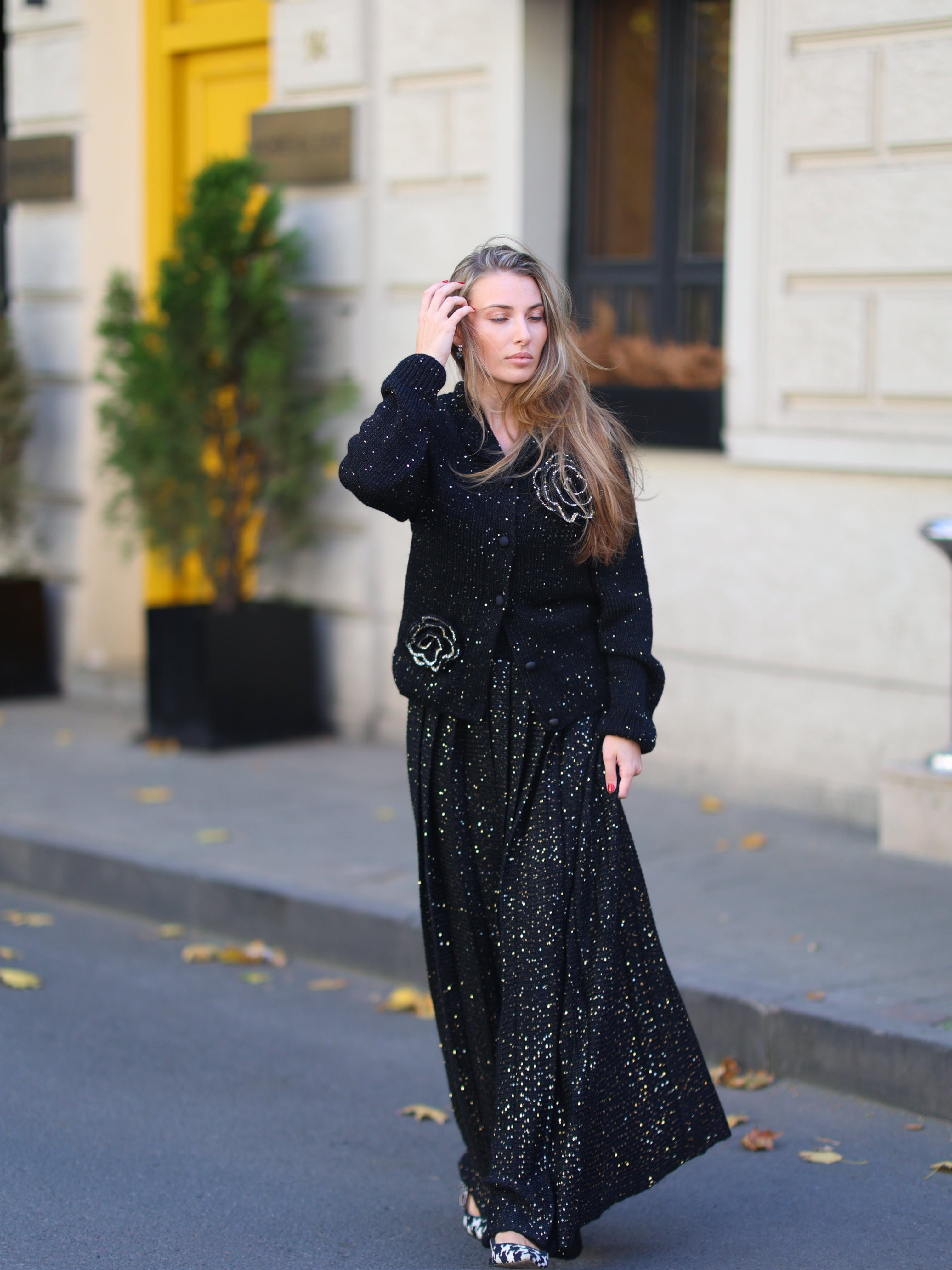 Black Plisse Set