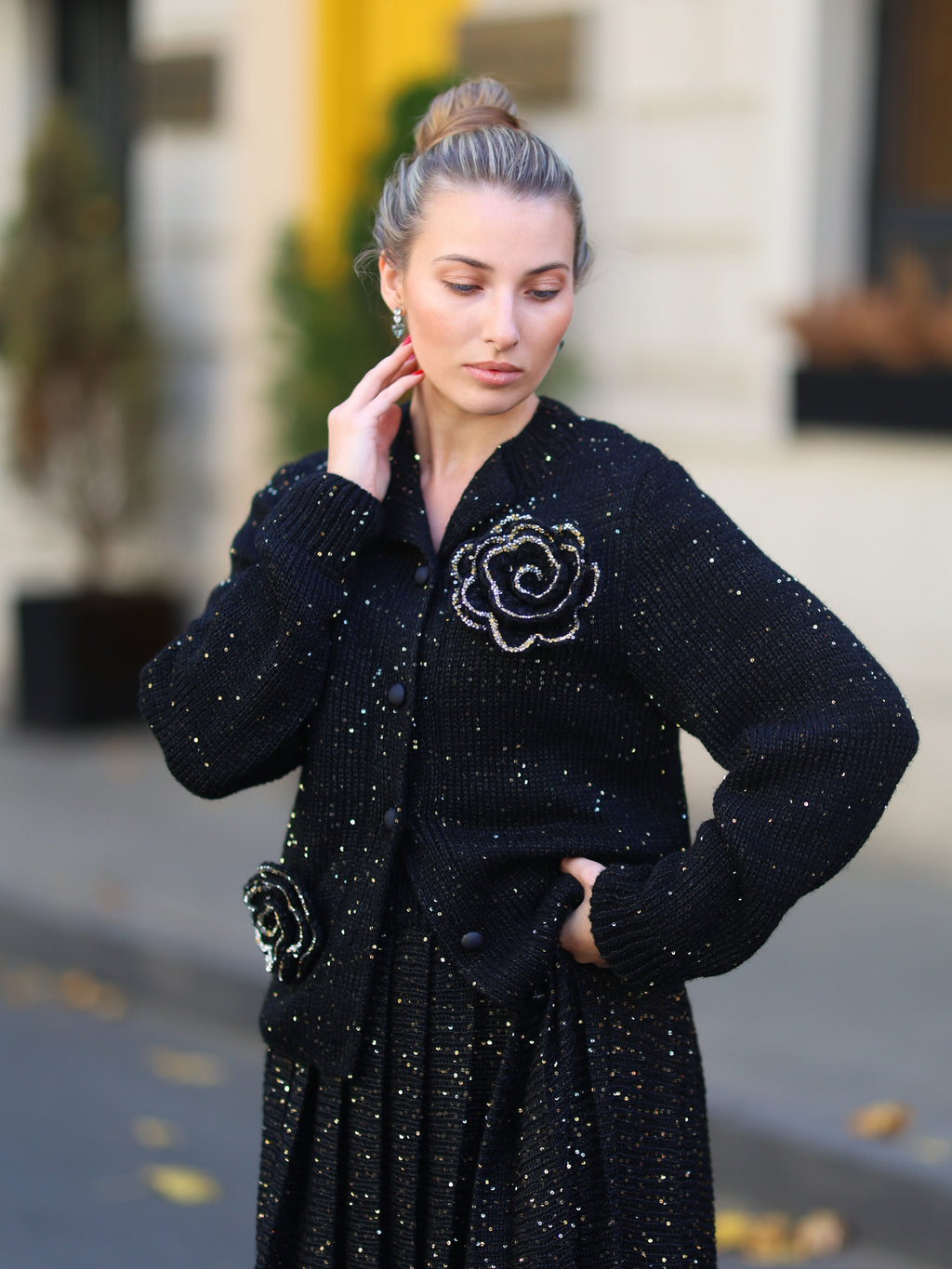 Black Plisse Set