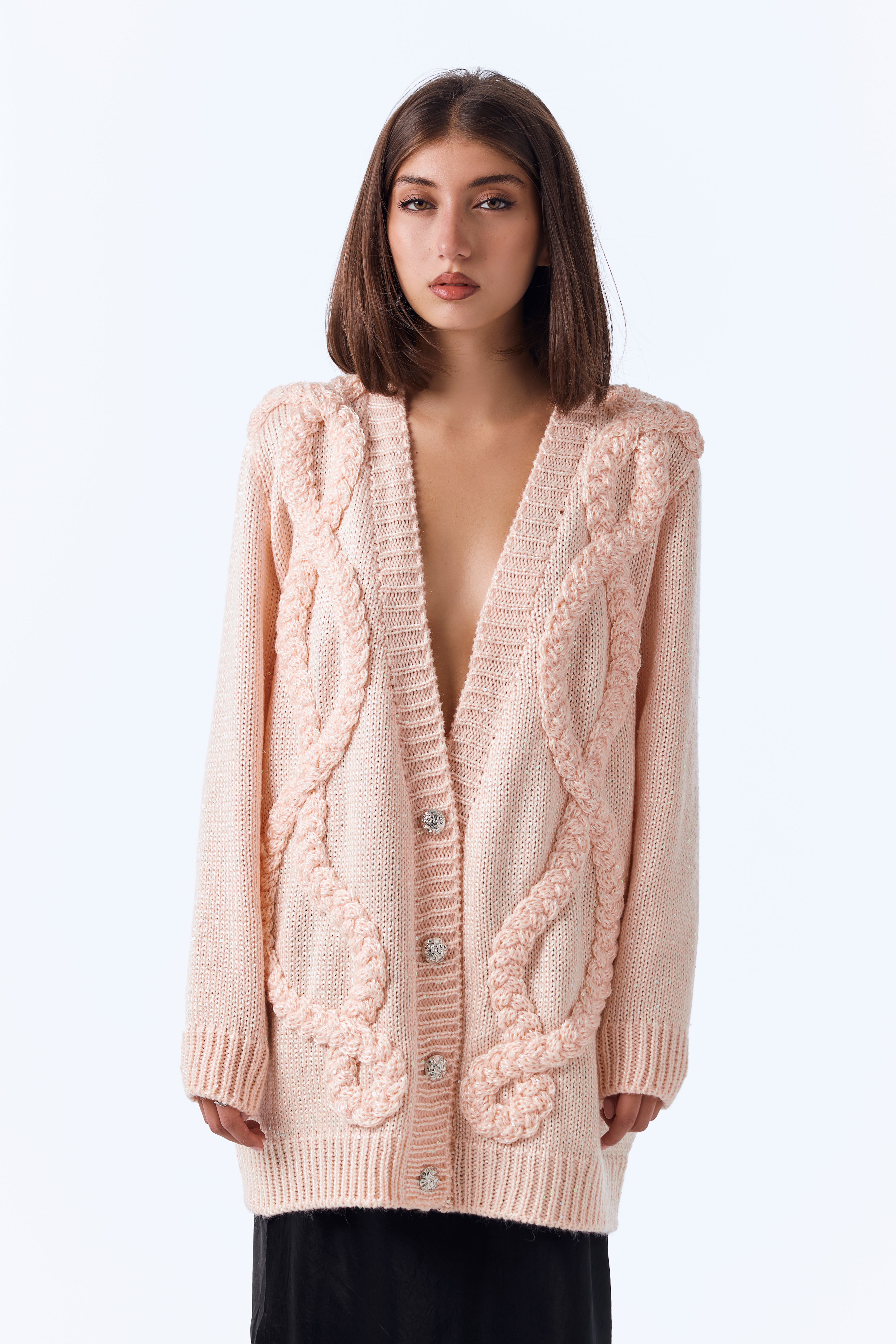Peach Braid cardigan