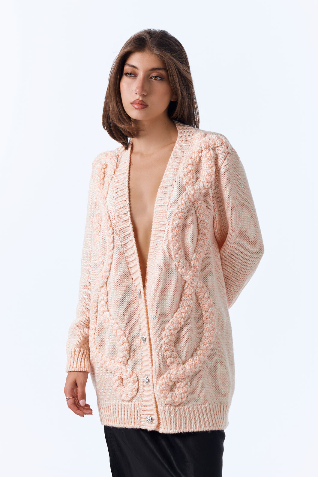 Peach Braid cardigan