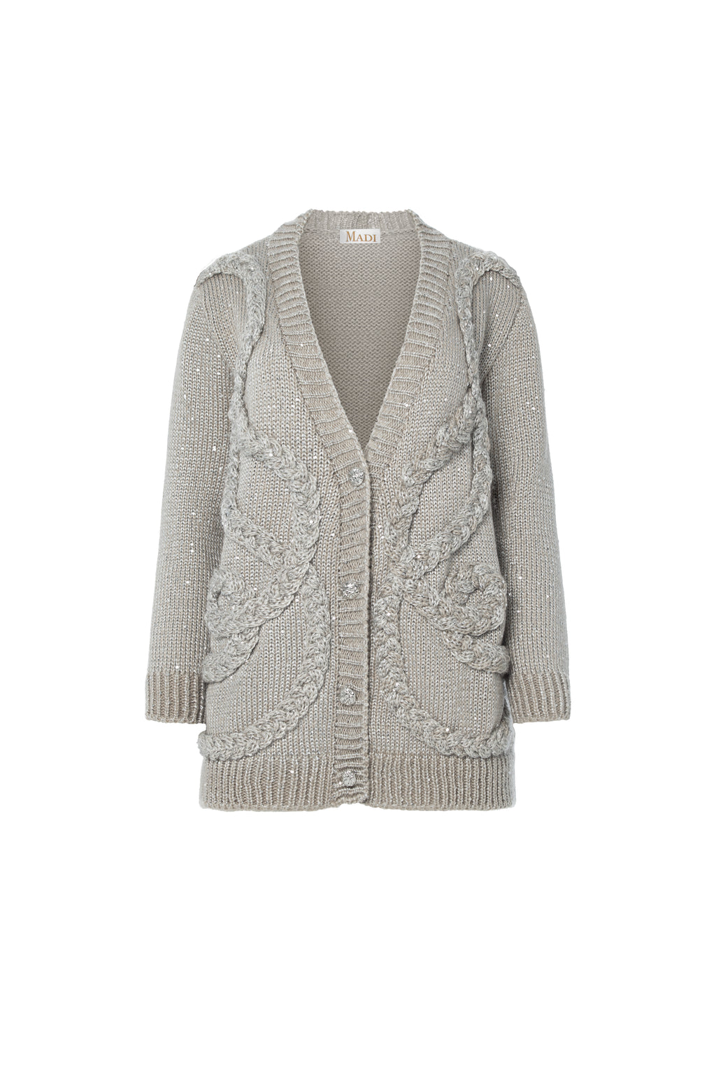 GREY BRAID CARDIGAN