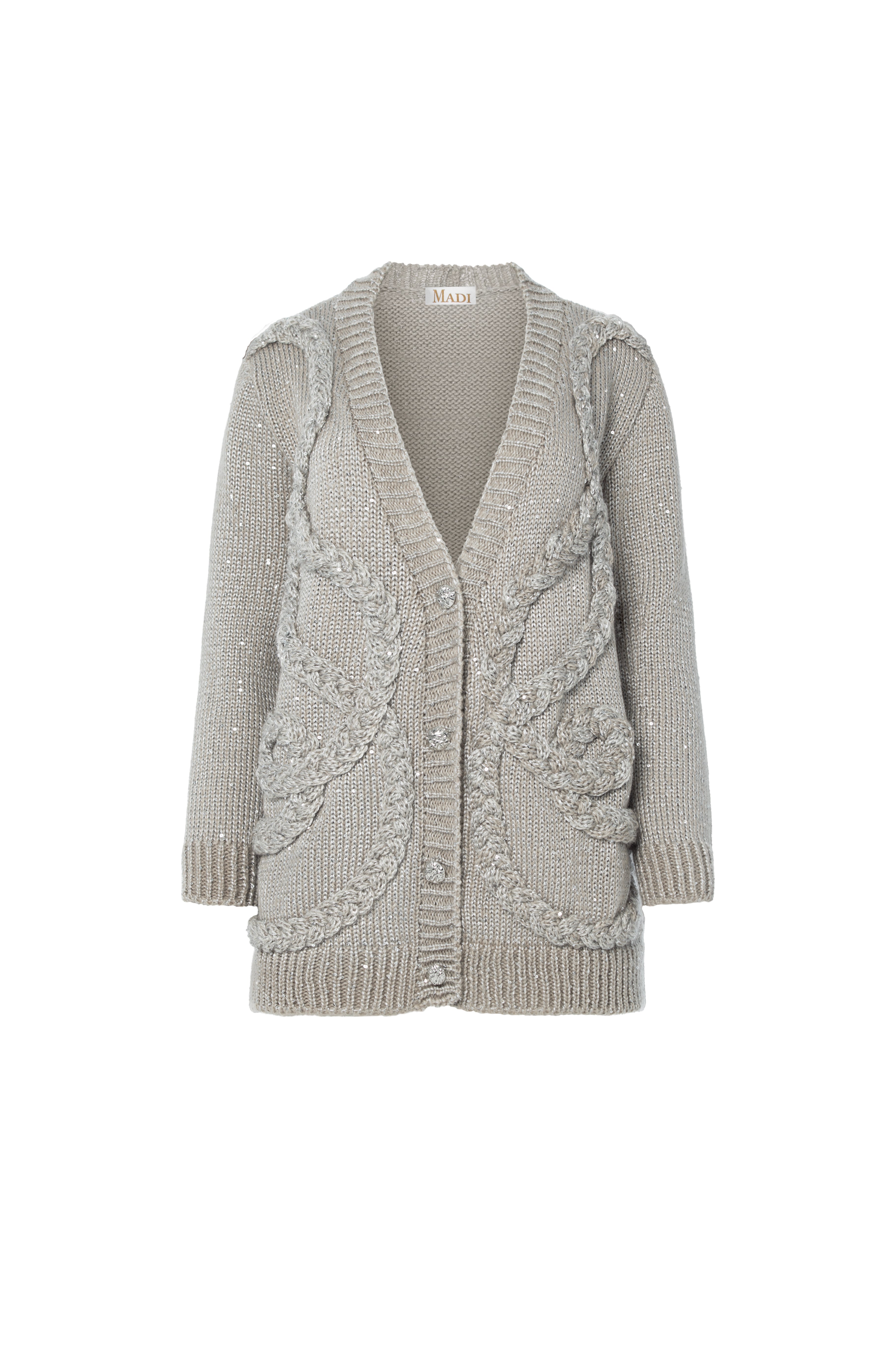 GREY BRAID CARDIGAN