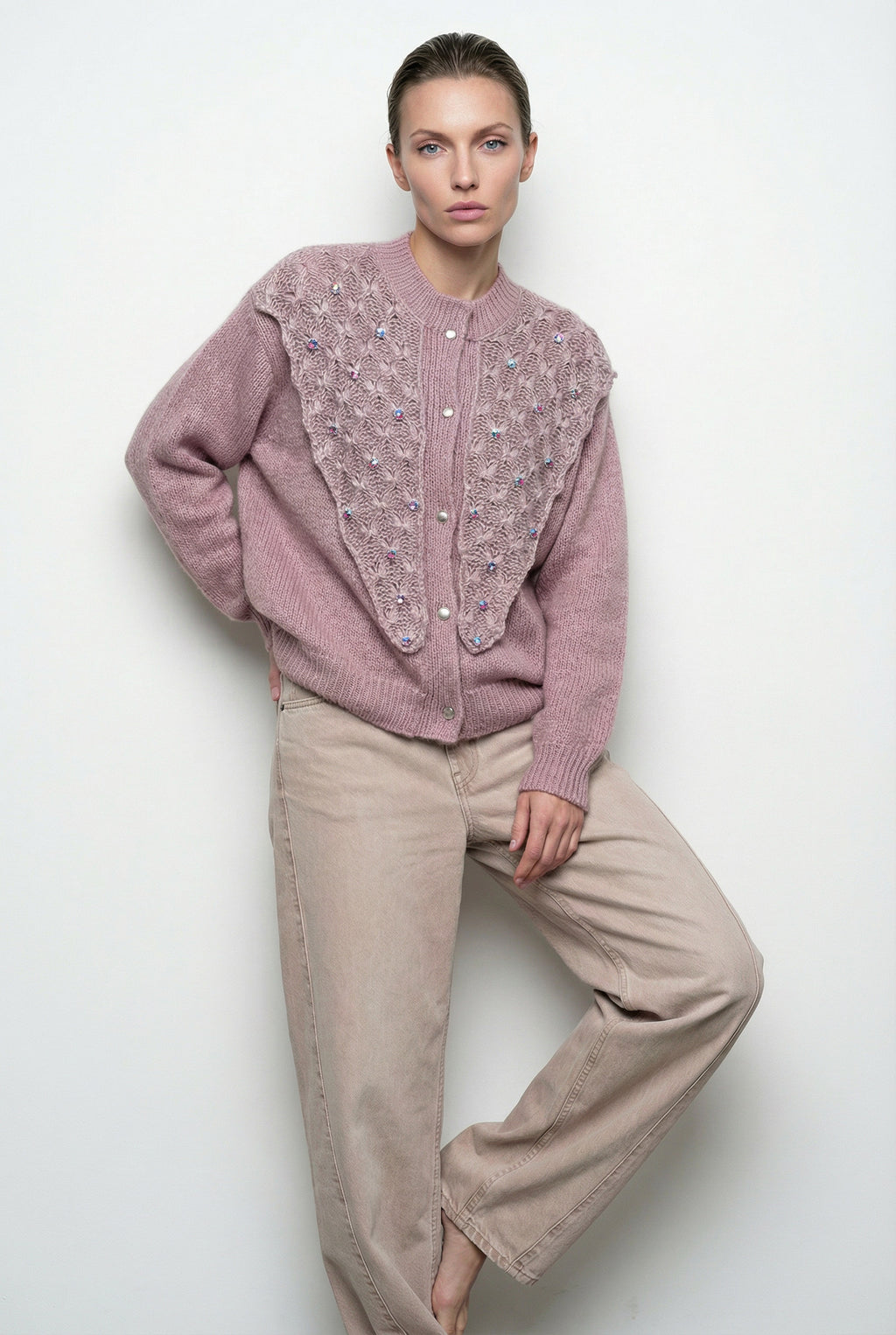 PINK ÉTOILE LACE CARDIGAN