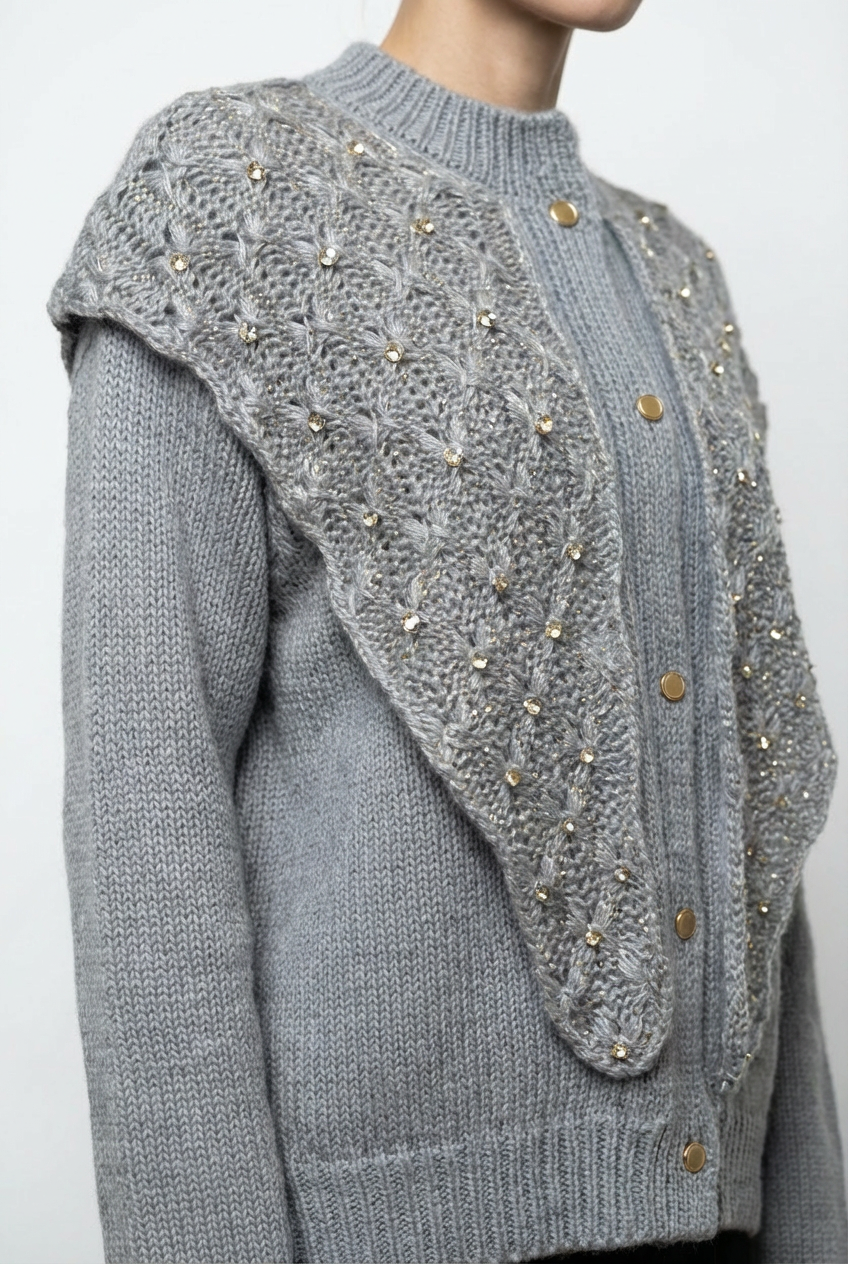 GREY ÉTOILE LACE CARDIGAN