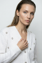 Load image into Gallery viewer, WHITE CRYSTAL-EMBELLISHED CARDIGAN
