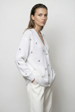 Load image into Gallery viewer, WHITE CRYSTAL-EMBELLISHED CARDIGAN
