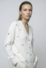 Load image into Gallery viewer, WHITE CRYSTAL-EMBELLISHED CARDIGAN
