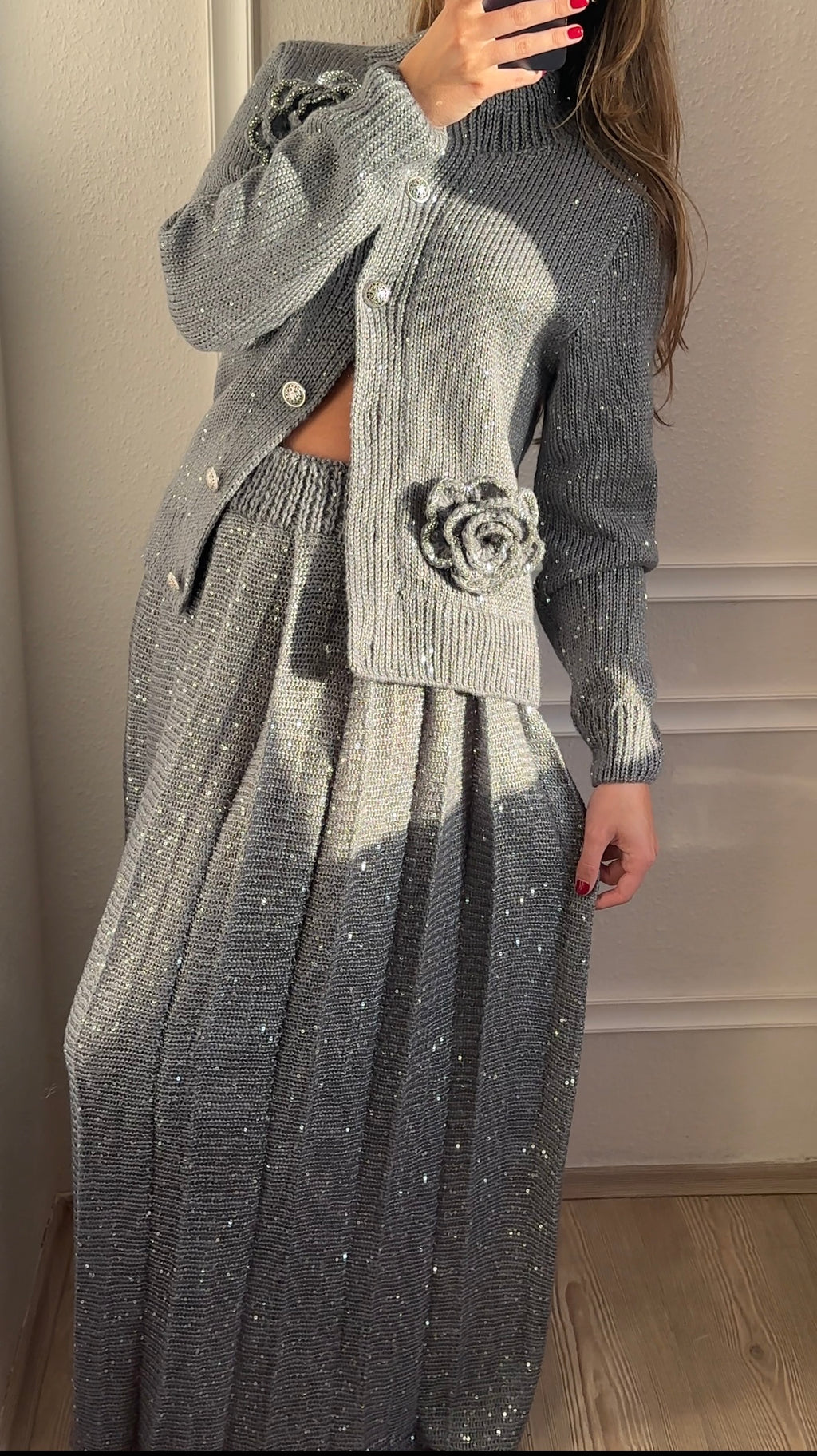 Grey Plisse set