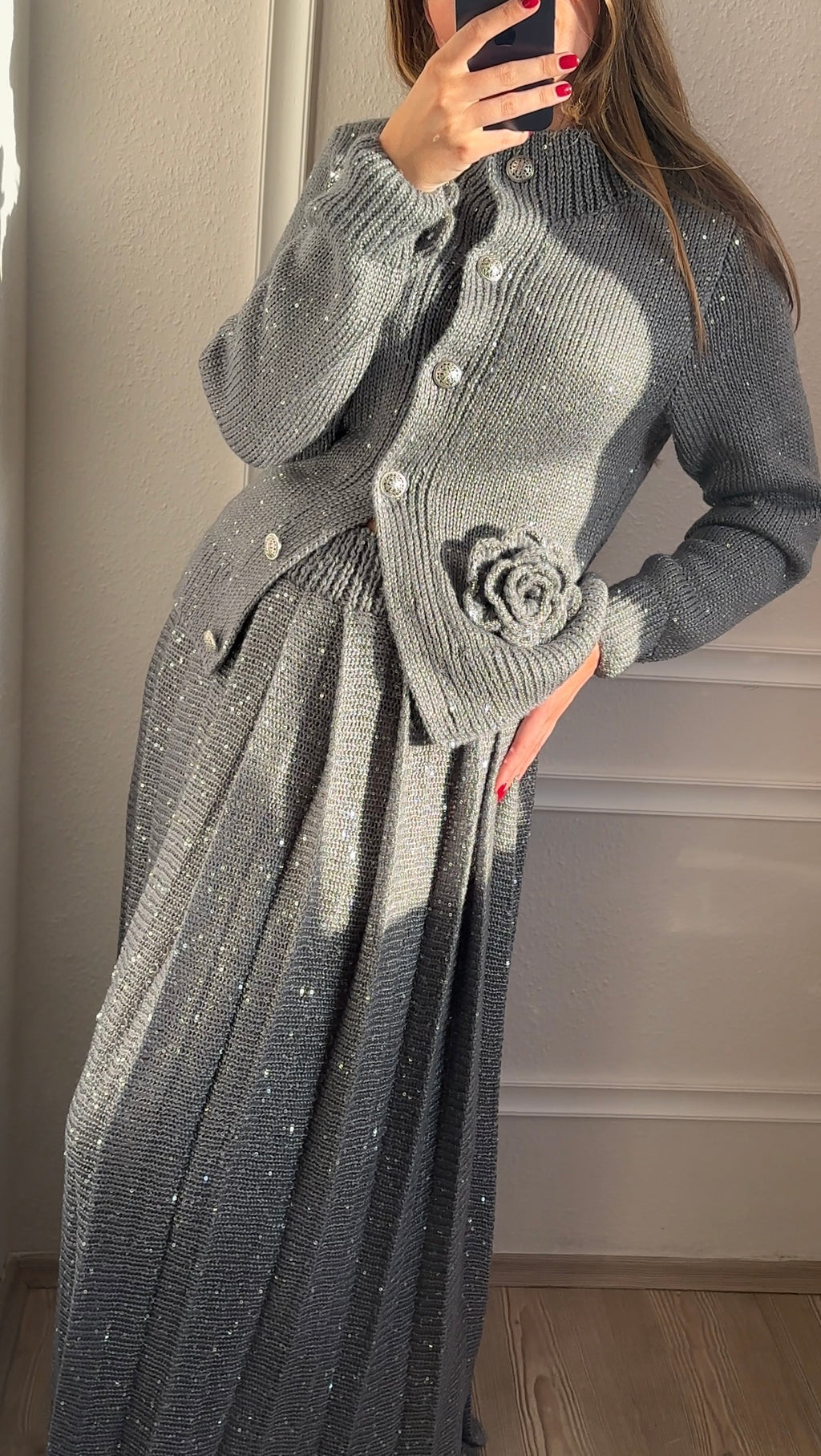 Grey Plisse set