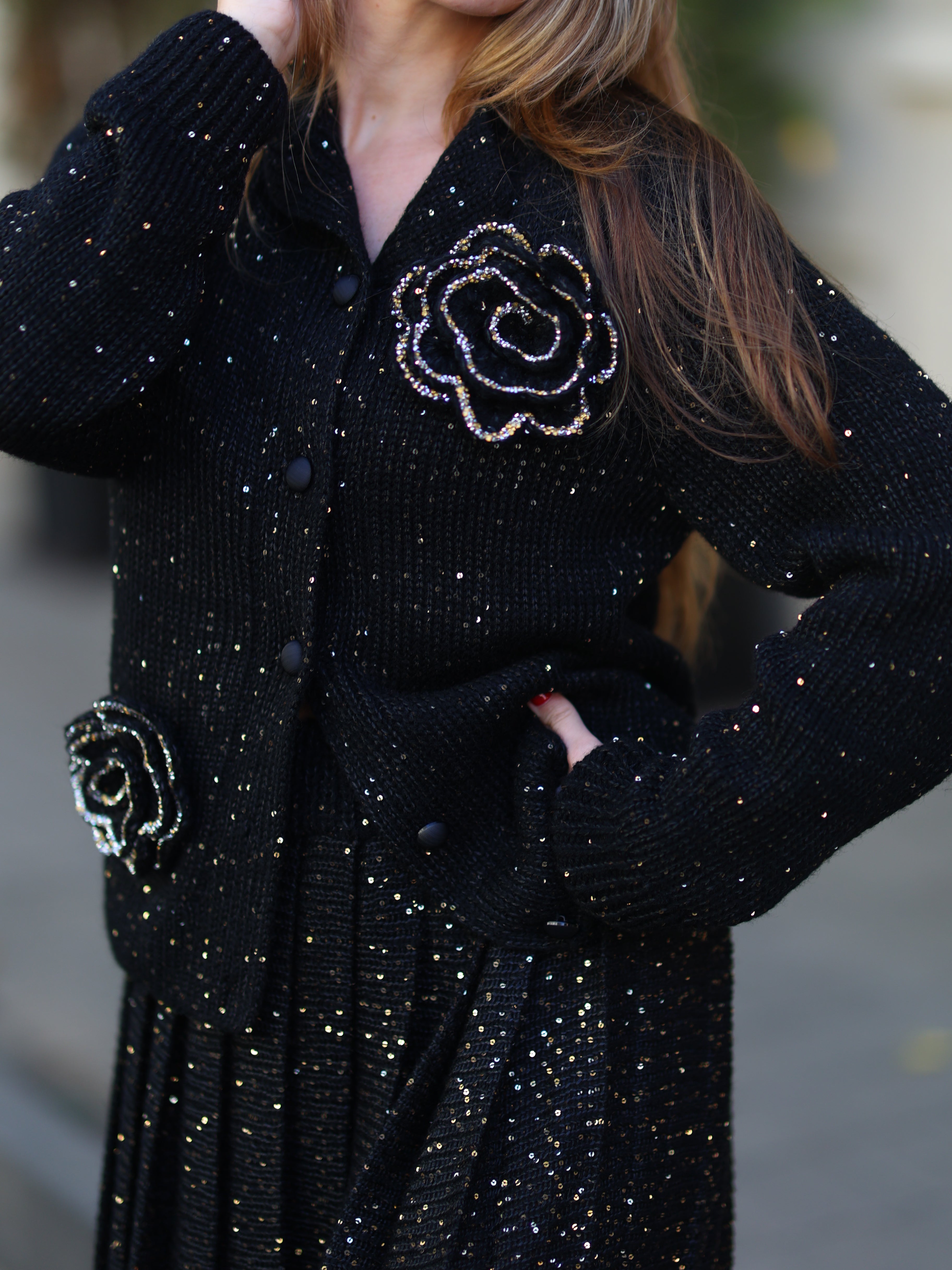 Black Plisse Set