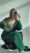 Load and play video in Gallery viewer, Green long Cardigan with Flower
