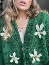 Load image into Gallery viewer, Green cardigan with flowers
