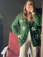 Load image into Gallery viewer, Green cardigan with flowers
