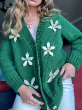 Load image into Gallery viewer, Green cardigan with flowers
