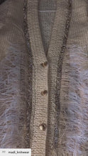 Load and play video in Gallery viewer, Creamy wool cardigan with beads and feathers
