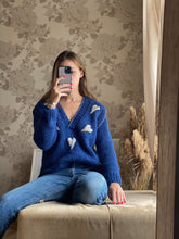 Load image into Gallery viewer, Blue wool sweater with hearts
