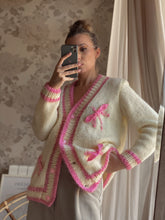 Load image into Gallery viewer, Cream wool cardigan with embroidery
