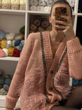 Pink wool cardigan with feathers